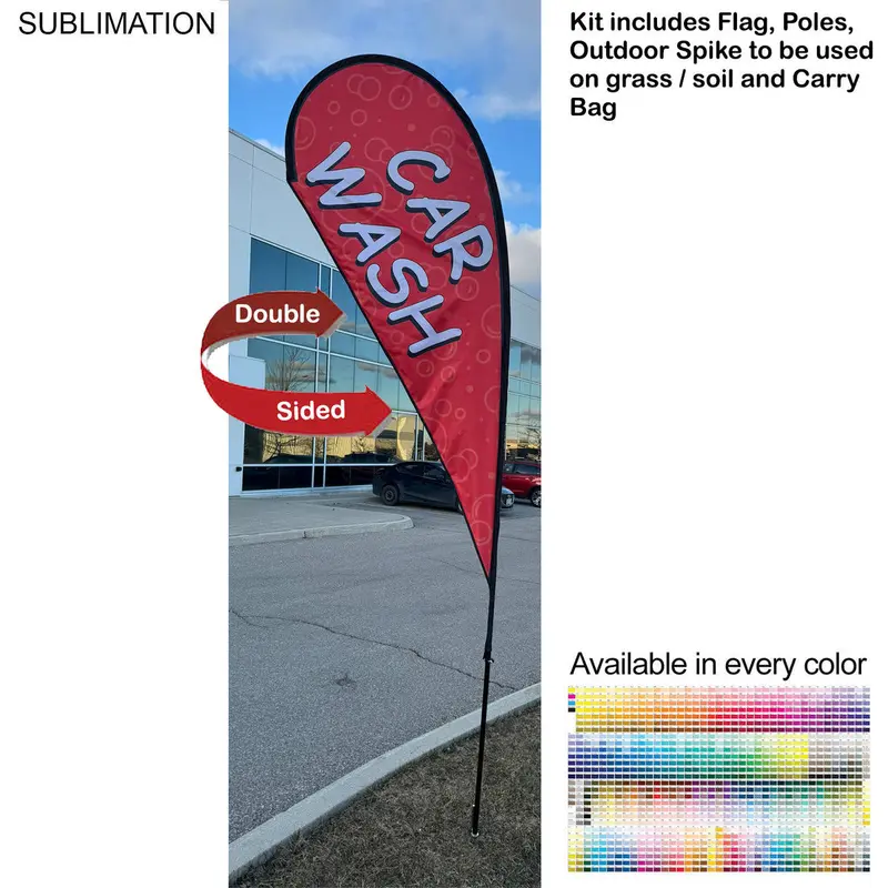 12-Foot Medium Teardrop Flag Kit – Custom Full-Color Design, Weather-Resistant Spike Base & Travel Bag 1