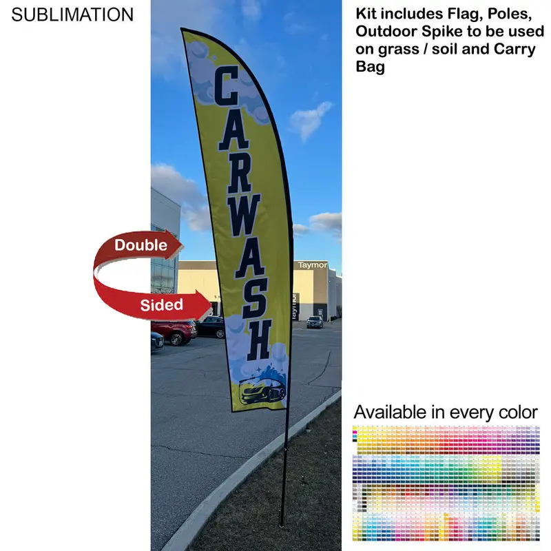 13-Foot Medium Feather Flag Kit – Premium Full-Color Graphic, Heavy-Duty Outdoor Spike & Compact Storage Bag 1