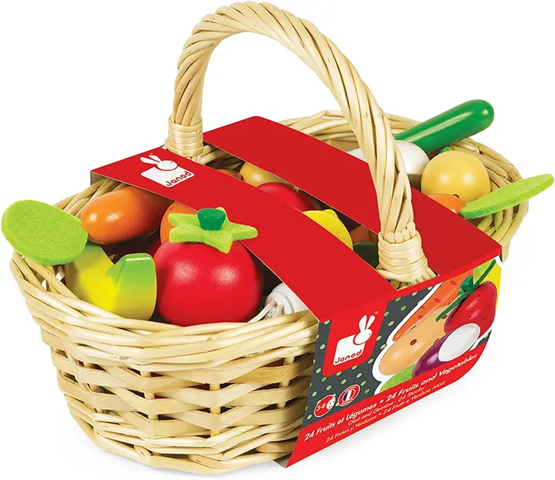 24-Piece Fruits And Vegetables Pretend Play Basket 1