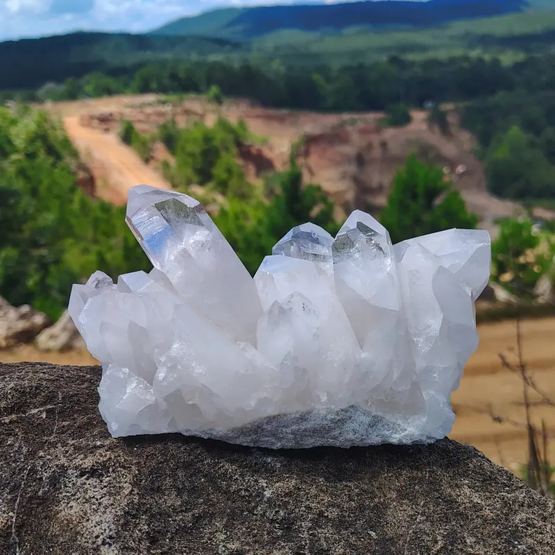 6.75-Inch Clear Quartz Cluster – Statement Natural Crystal Display 1