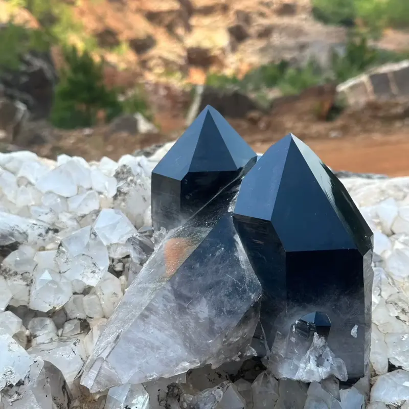 8-Inch Smoky Quartz Cluster – Natural Crystal Formation 1