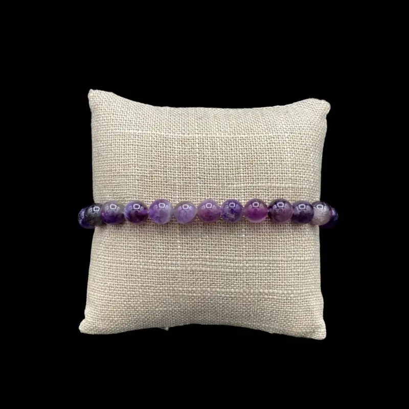 8Mm Amethyst Stretch Bracelet – Faceted Polished Bead Design 1