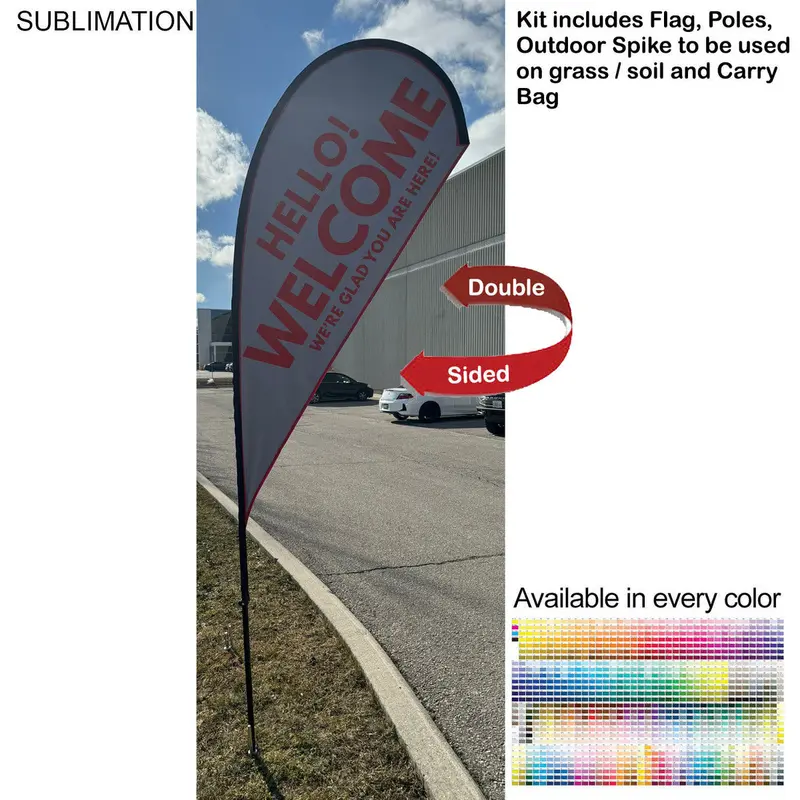 9-Foot Small Teardrop Flag Kit – Custom Full-Color Print, Easy-Setup Spike Base & Compact Storage Bag 1