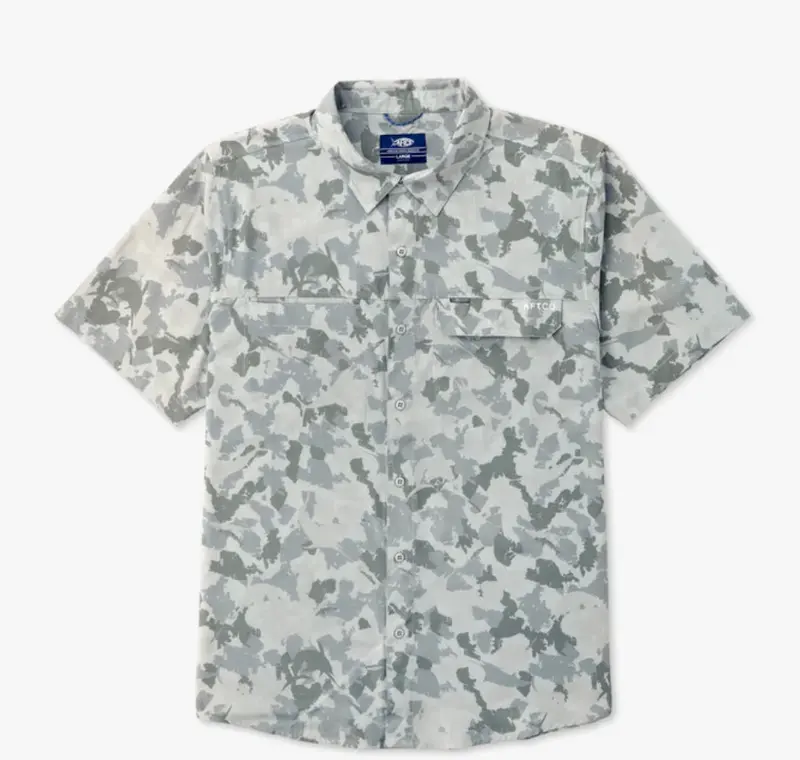 Aftco Air-O Mesh Printed Short-Sleeve Button-Down Shirt 1