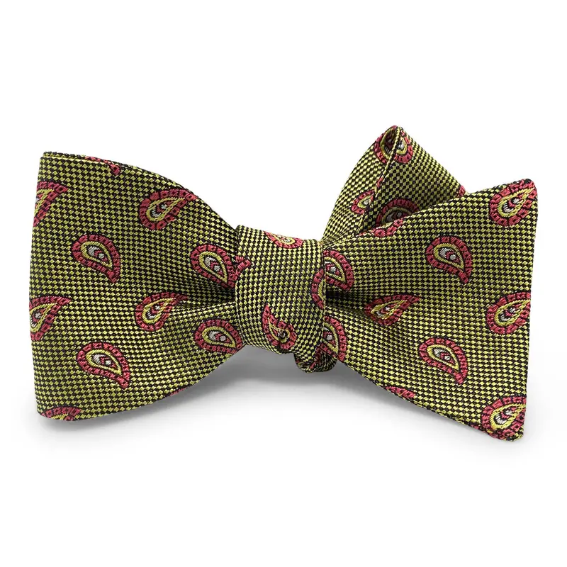 Albemarle Yellow Bow Tie – Crisp Linen-Look Fabric 1
