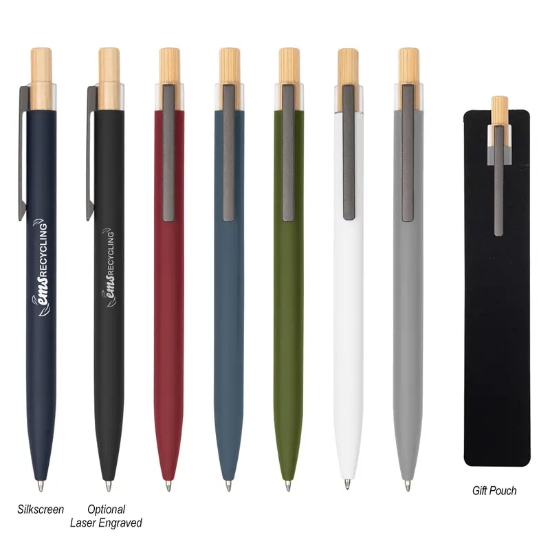 Aluminum Body Pen Featuring Reclaimed Bamboo Plunger Mechanism 1