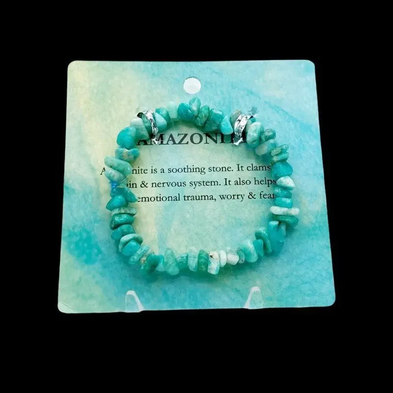 Amazonite Chip Stretch Bracelet – Earthy Tone Casual Wear 1