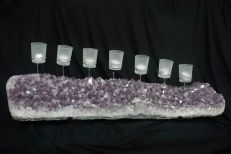 Amethyst Geode Candle Holder – 7-Wick Candelabra For Ambient Lighting 1