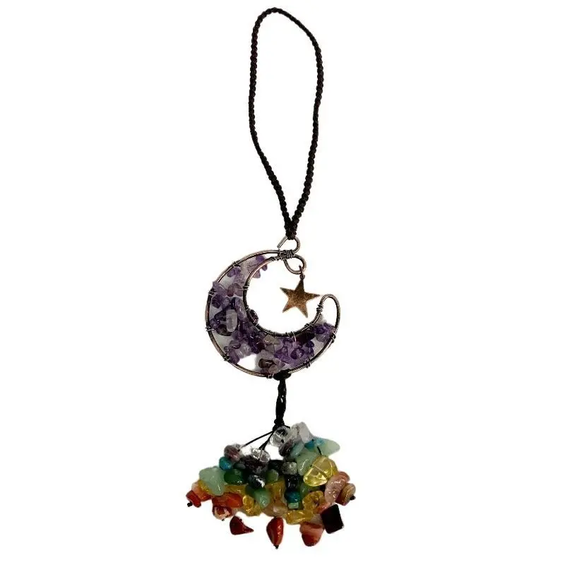 Amethyst Moon Chakra Car Mirror Charm – Rearview Accessory 1