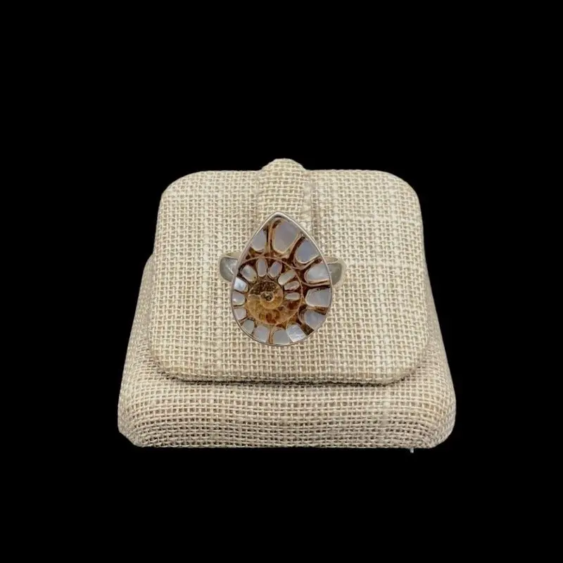 Ammonite Fossil Ring Featuring Sterling Silver Band 1