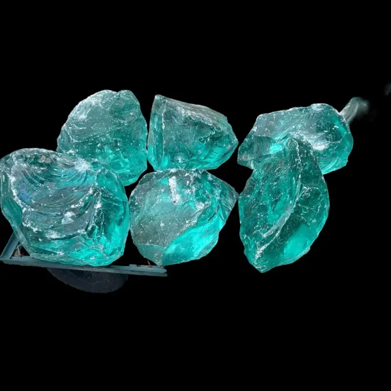 Aqua Blue Transparent Cullet Glass – Decorative Chunk 3