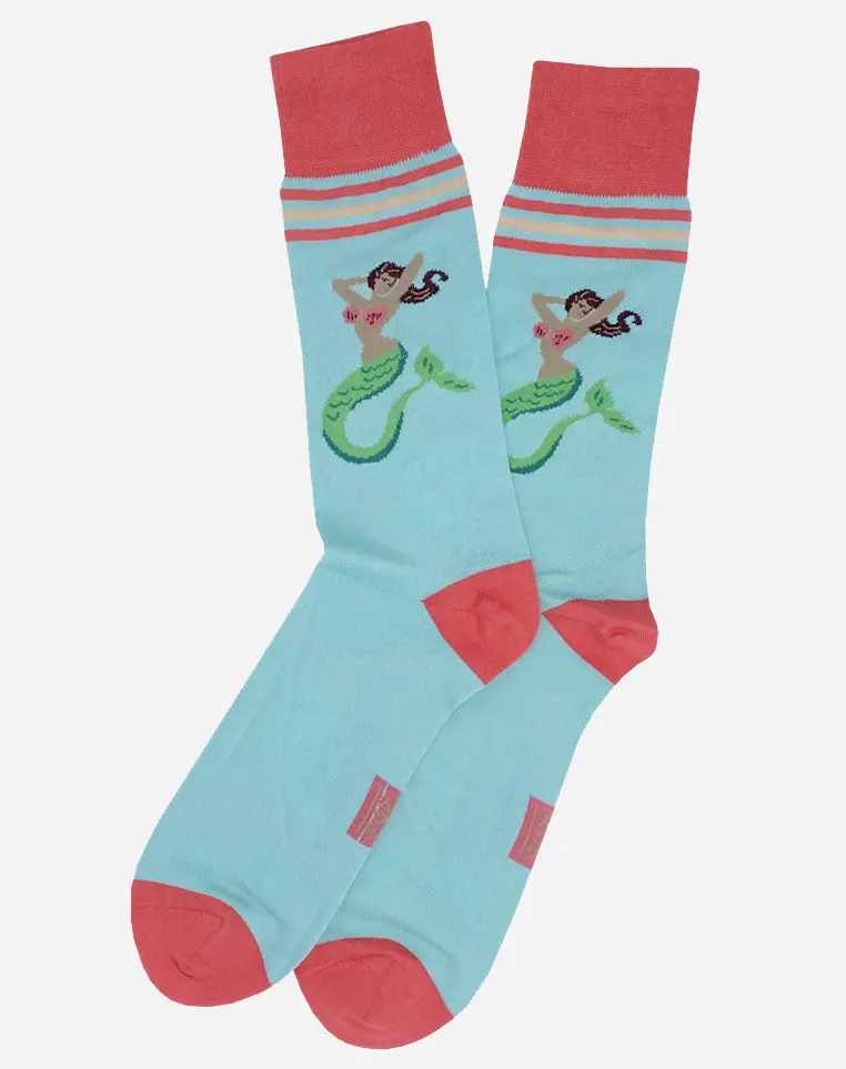 Aqua Crew Socks – 'Mermaid Selfie' Design 1