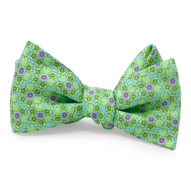 Aqua Lily And Frog Design Hair Bow 1
