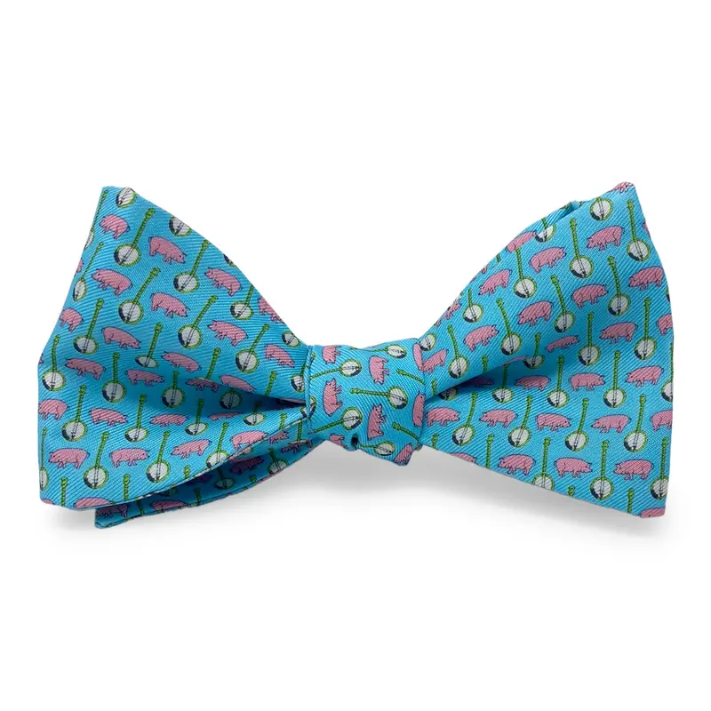 Aqua Pig Pickin' Design Hair Bow 1