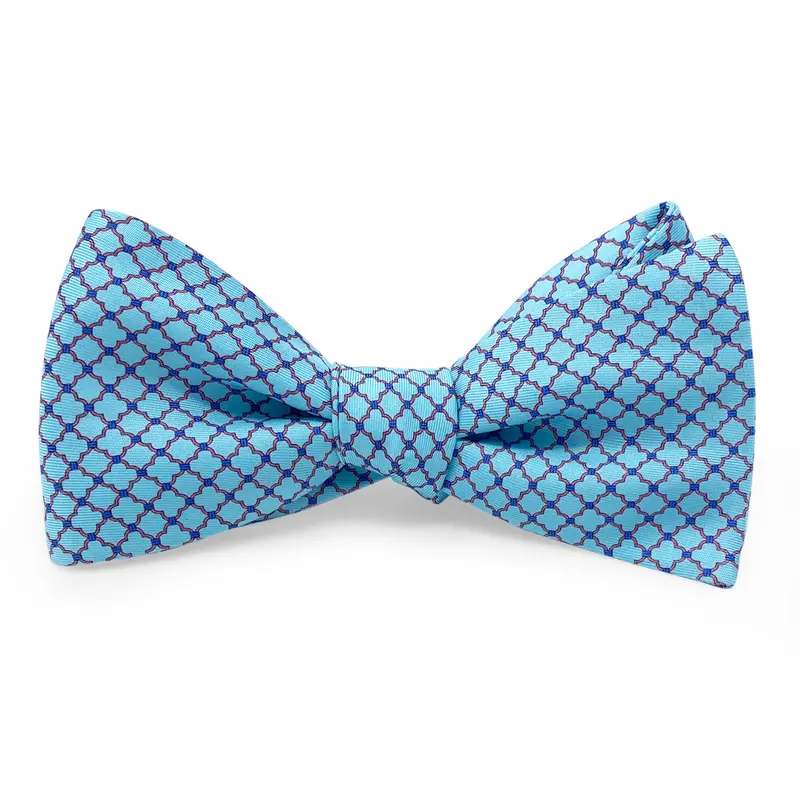 Aqua Quadrafoil Design Hair Bow 1