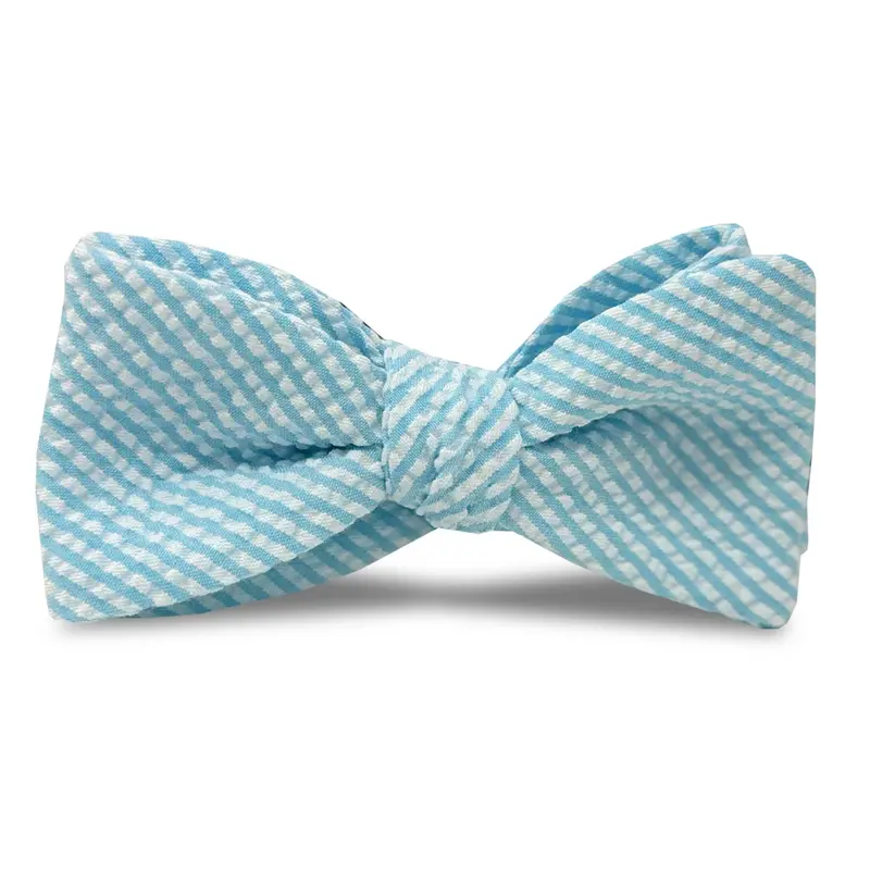 Aqua Seersucker Cotton Bow Tie – Carolina Collection 1