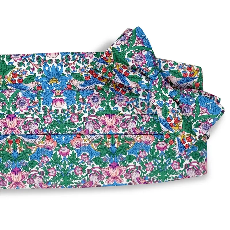 Aqua Strawberry Fields Cotton Cummerbund Set 1