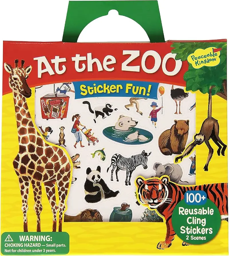 At The Zoo: Reusable Sticker Tote With Fun Animal Sticker Sheets 1