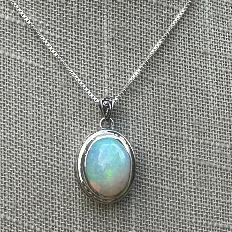 Authentic Opal Pendant Necklace In Sterling Silver 1