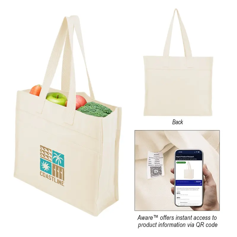 Aware™ Eco-Friendly Tote – 4 Oz Recycled Cotton 1