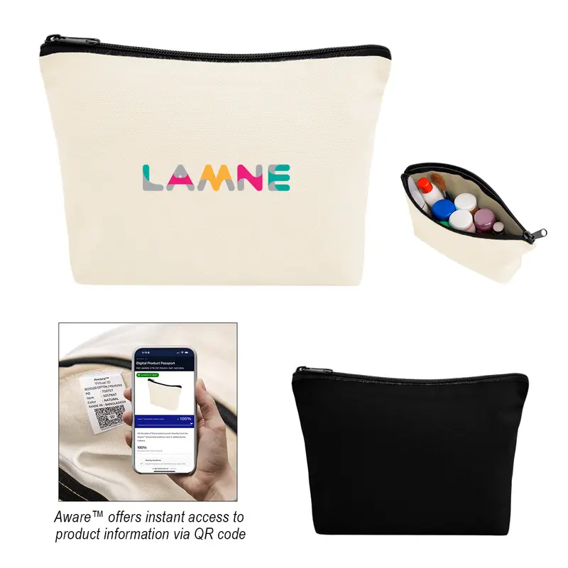 Aware™ Sustainable Zippered Cotton Pouch – 10 Oz 1