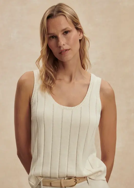 Ayaka Wide-Rib Ribbed Tank Top In Pristine By Varley 1