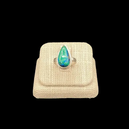 Azurite-Malachite Inlay Ring In Sterling Silver – Size 7 1