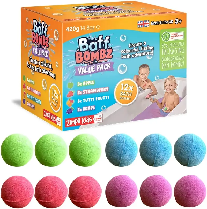 Baff Bombz Bath Bomb Value Pack – 12-Count Effervescent Variety Set 1