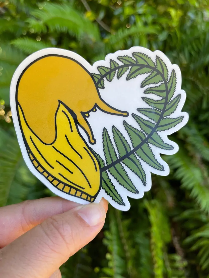 Banana Slug And Fern Illustrated Sticker 1