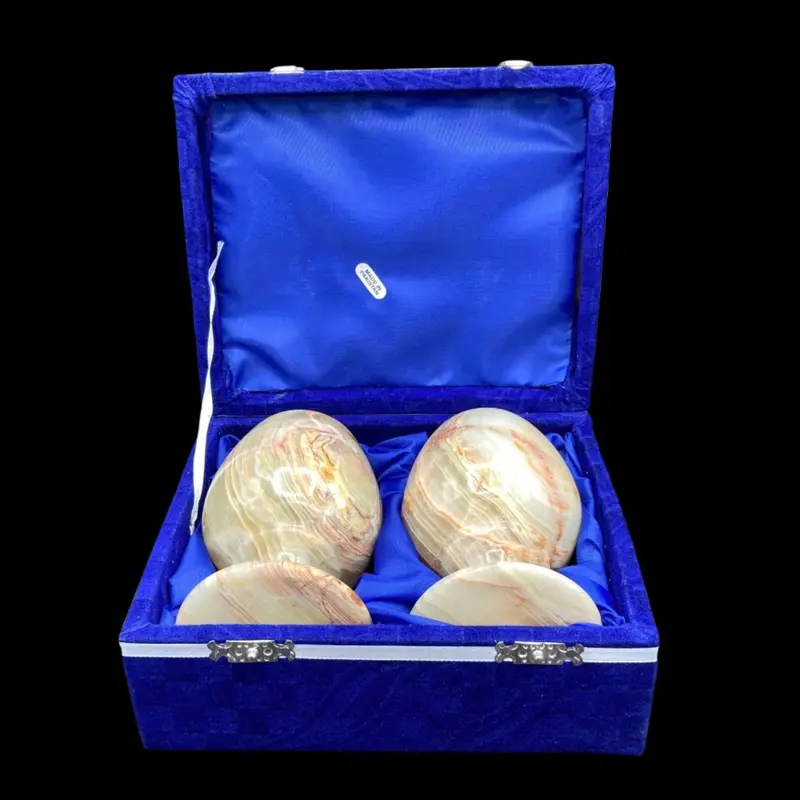 Banded Onyx Sherry Goblets With Protective Storage Case 1