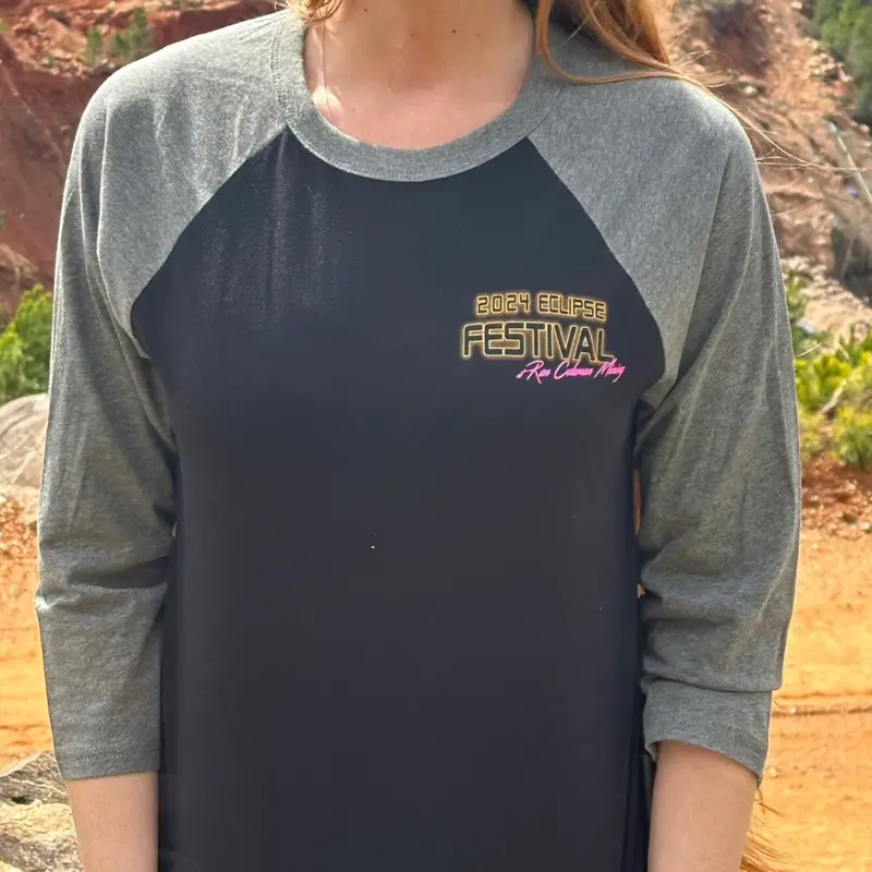 Baseball-Style Eclipse T-Shirt – 2Xl, Black & Gray, 2024 Festival Wear 1