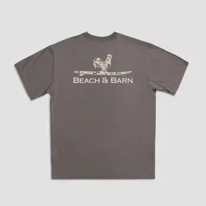 Beach & Barn Surfing Rooster Crewneck Tee – Whimsical Coastal Art Design | Bhi 1