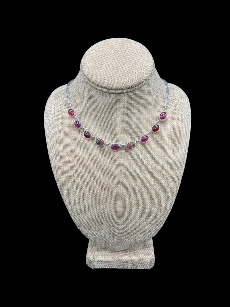 Bicolor Tourmaline Pendant Necklace In Sterling Silver 1