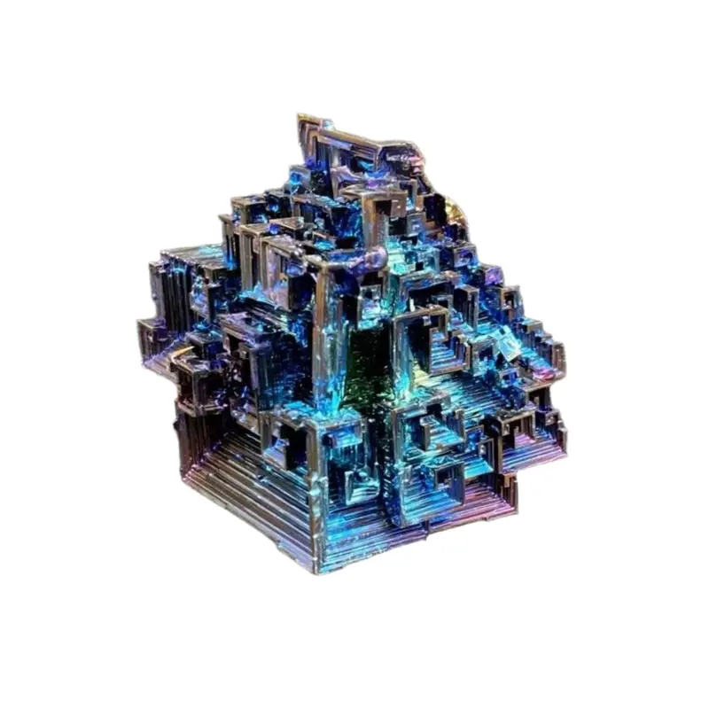 Bismuth Crystal Specimen With Iridescent Midnight Blue And Violet Sheen 1