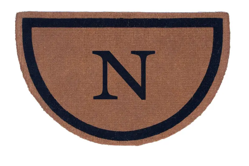Black Half-Round Personalized Doormat With Single Border – 38X60 Inches 1