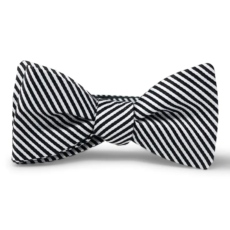 Black Signature Stripe Bow Tie 1