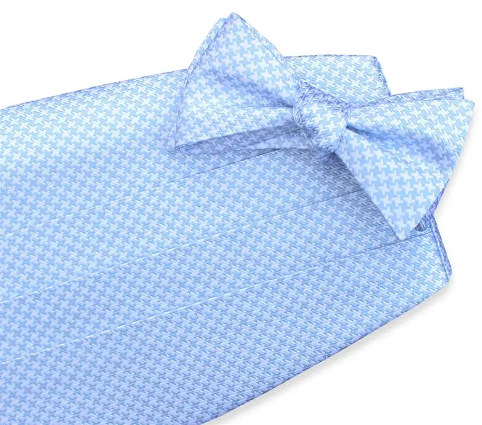 Blue And White Houndstooth Cummerbund Set 1