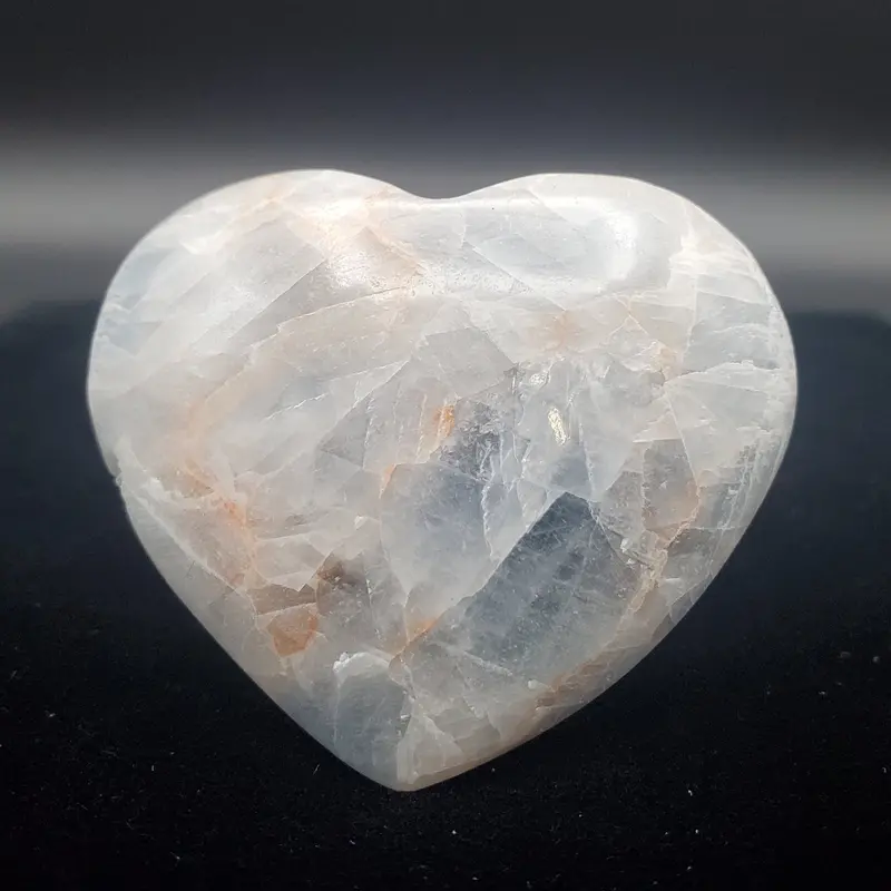 Blue Calcite Carved Heart – 2-Inch Polished Healing Stone 1