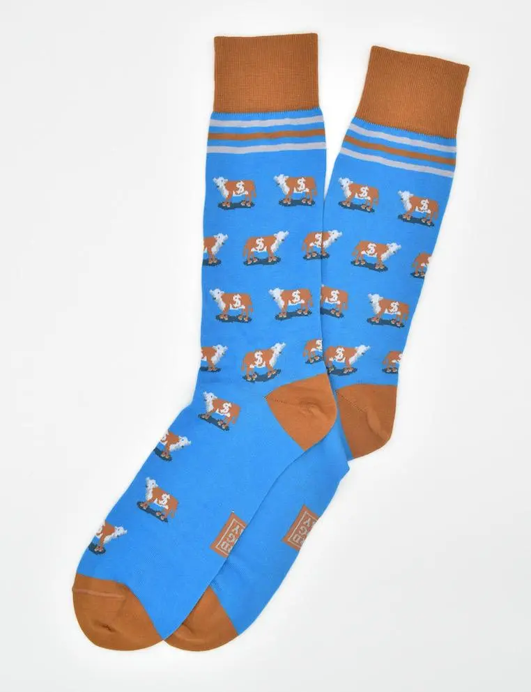 Blue Cash Cow Novelty Socks For Men And Women 1