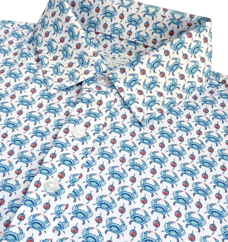 Blue Crab Upcycled White Club Polo 1