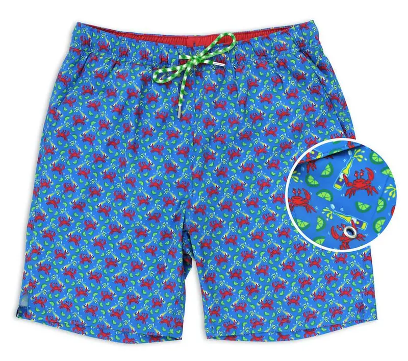 Blue Drunken Crab Swim Trunks 1