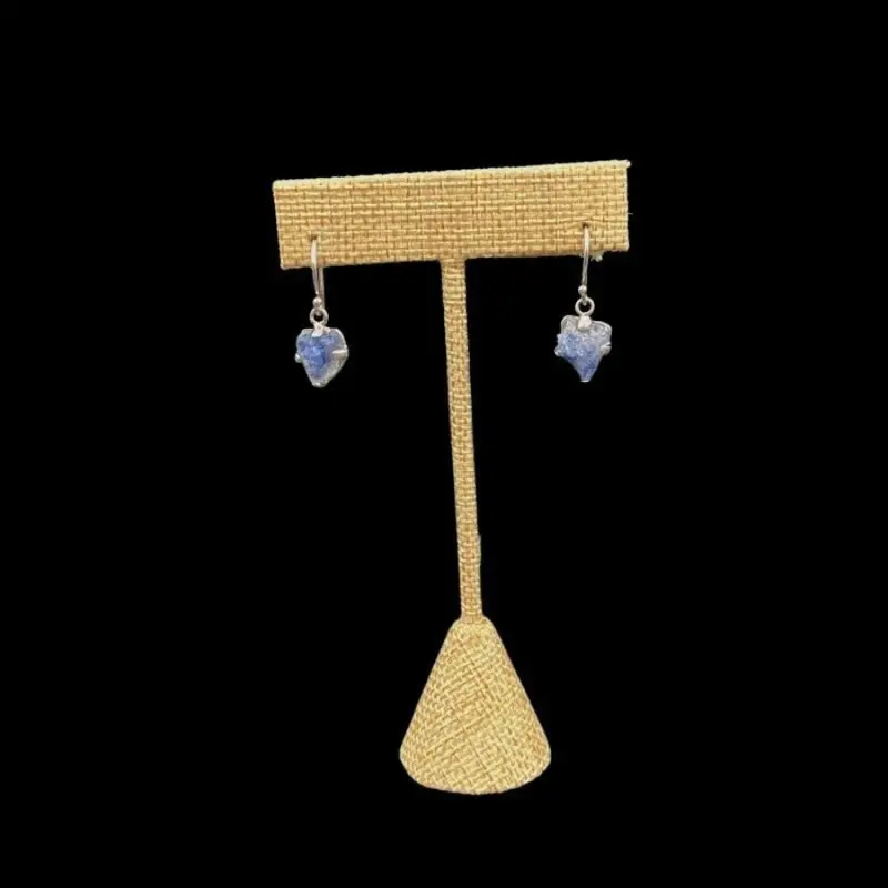 Blue Dumortierite Crystal Earrings – Sterling Silver Setting 1