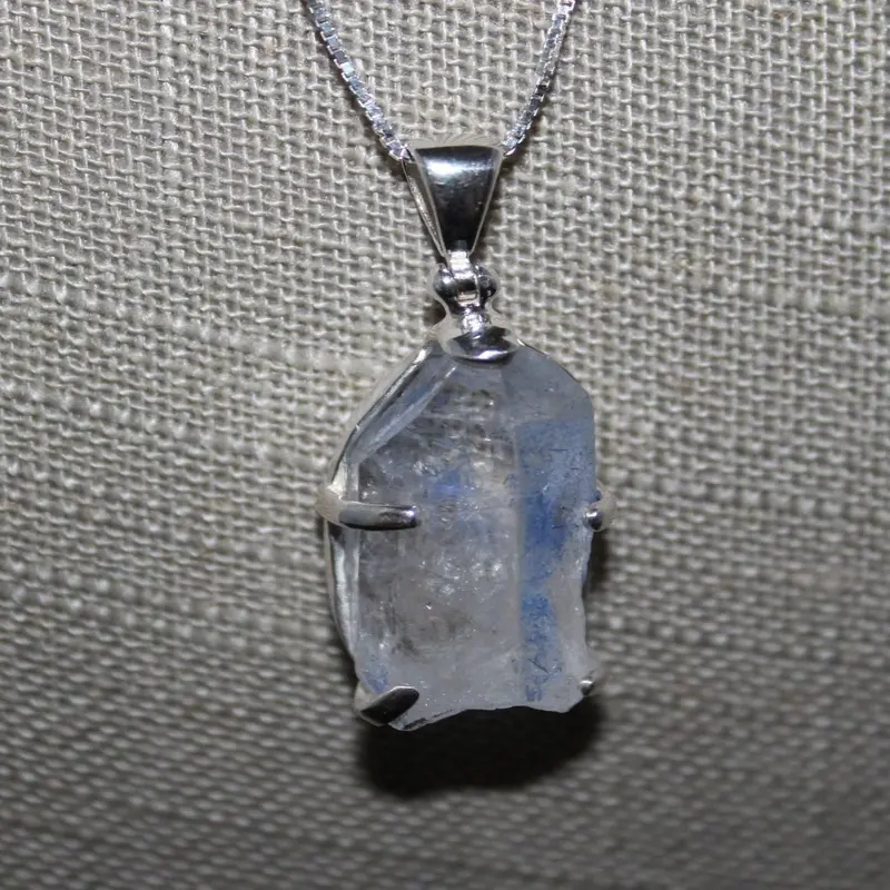 Blue Dumortierite-Infused Quartz Necklace In Sterling Silver 1