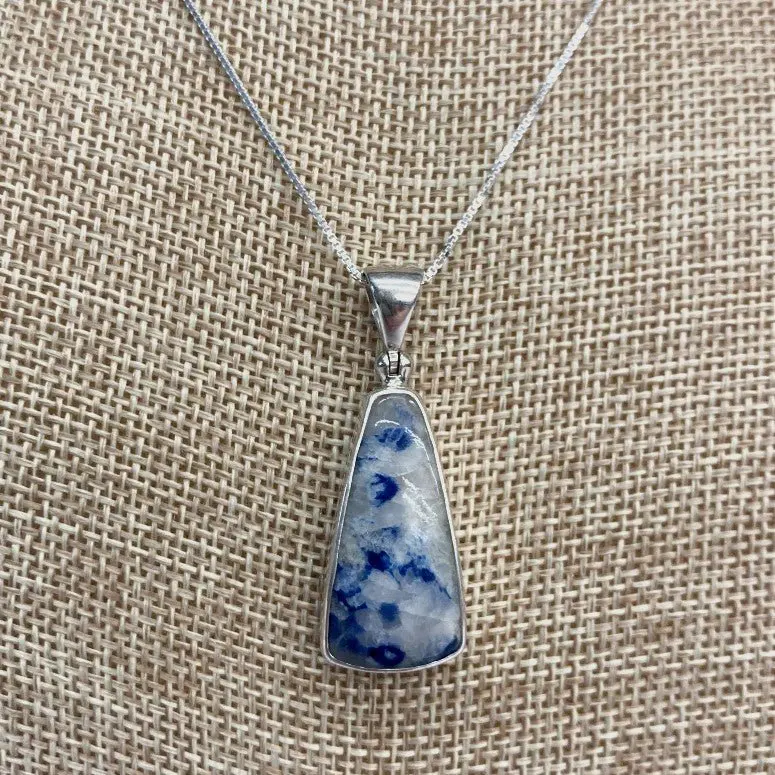 Blue Dumortierite Pendant Necklace In Sterling Silver 1