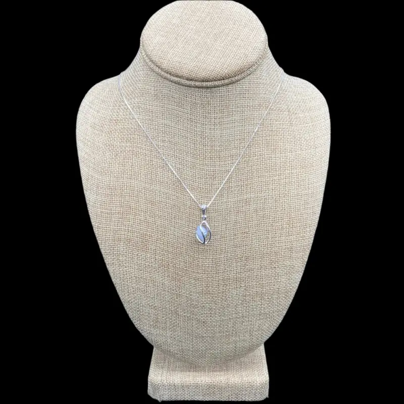 Blue Dumortierite Quartz Pendant In Sterling Silver Cage Setting 1
