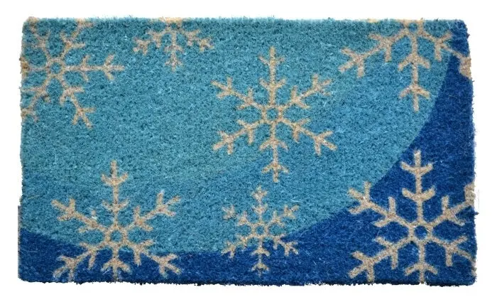 Blue Flakes Textured Handwoven Coconut Mat 1