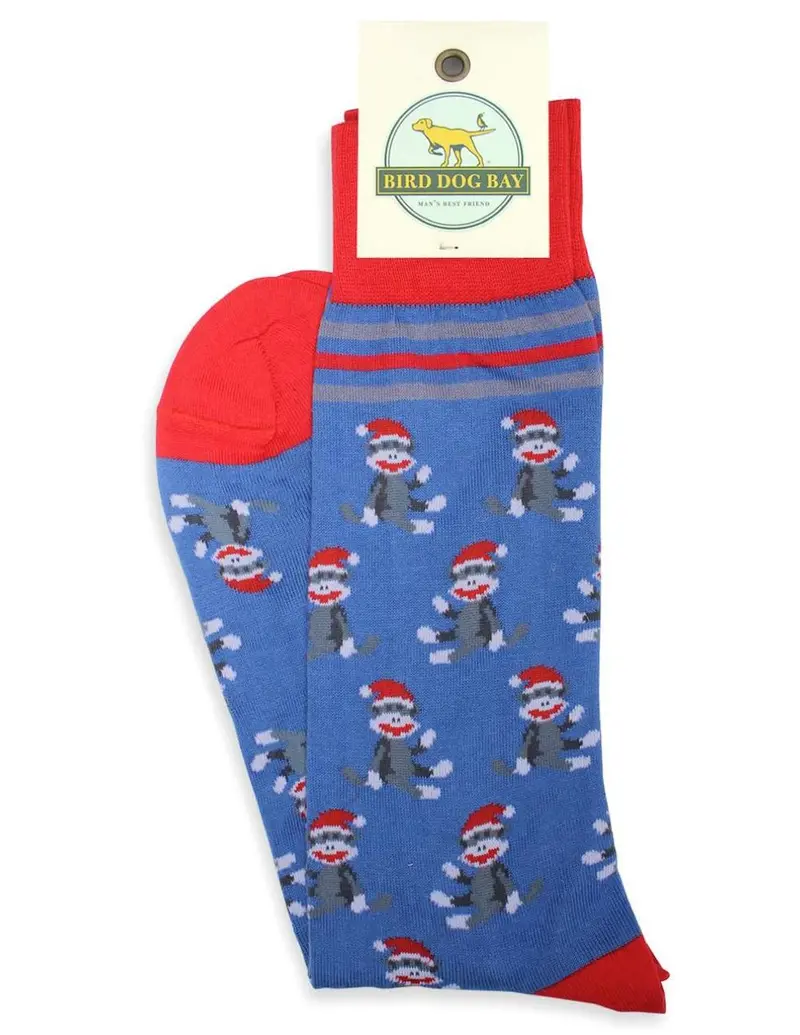Blue Sock Monkey Retro Character Socks 1