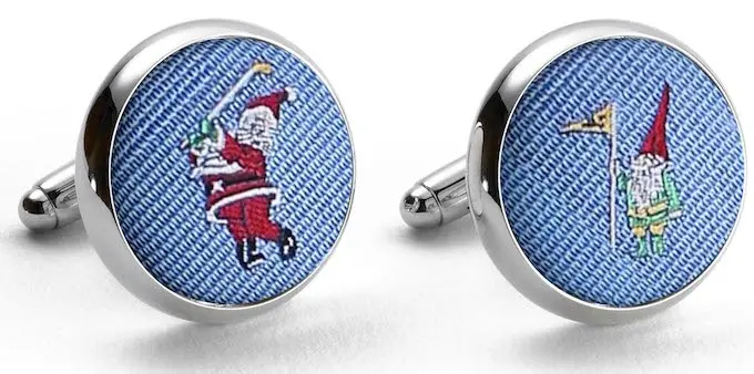 Blue Swingin' Santa Silk Cufflinks 1