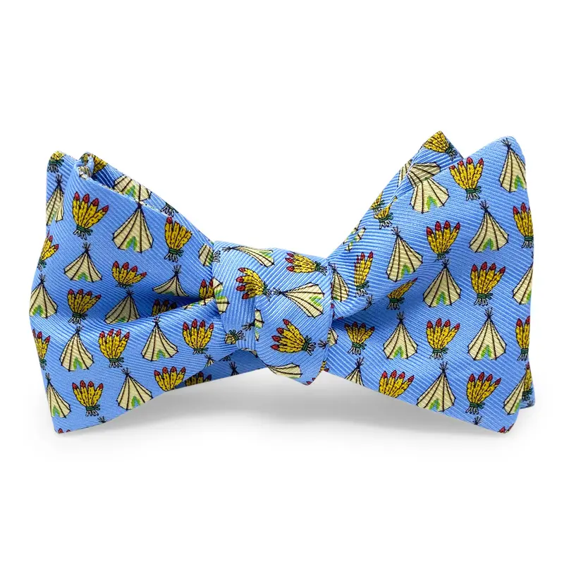 Blue Teepees Design Hair Bow 1