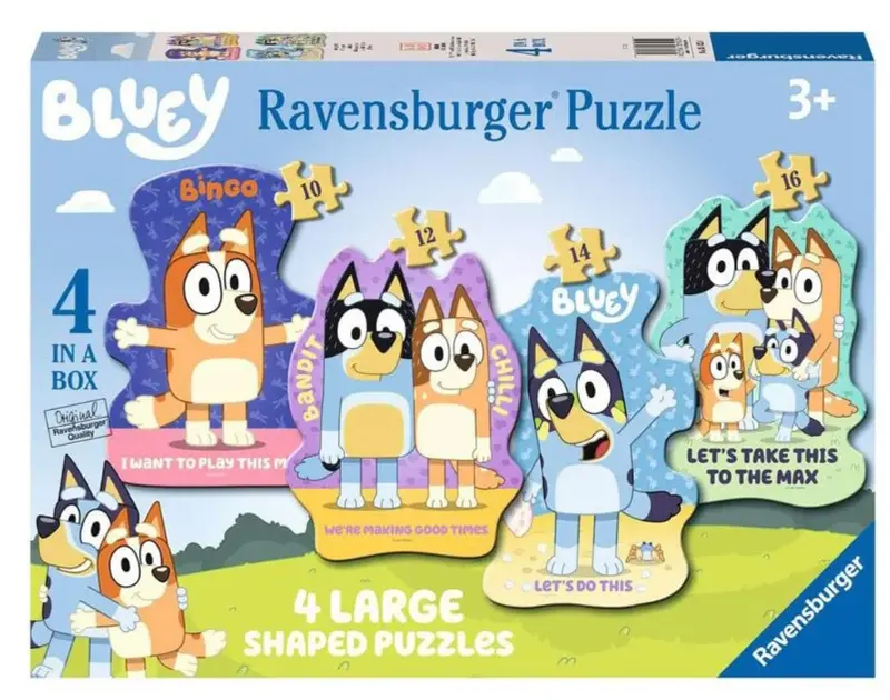Bluey Large-Shaped Jigsaw Puzzle – Set Of 4 Themed Puzzles 1